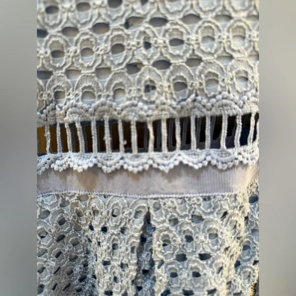 Aqua Blue Lace Dress with Crochet Detailing - Picture 13 of 14